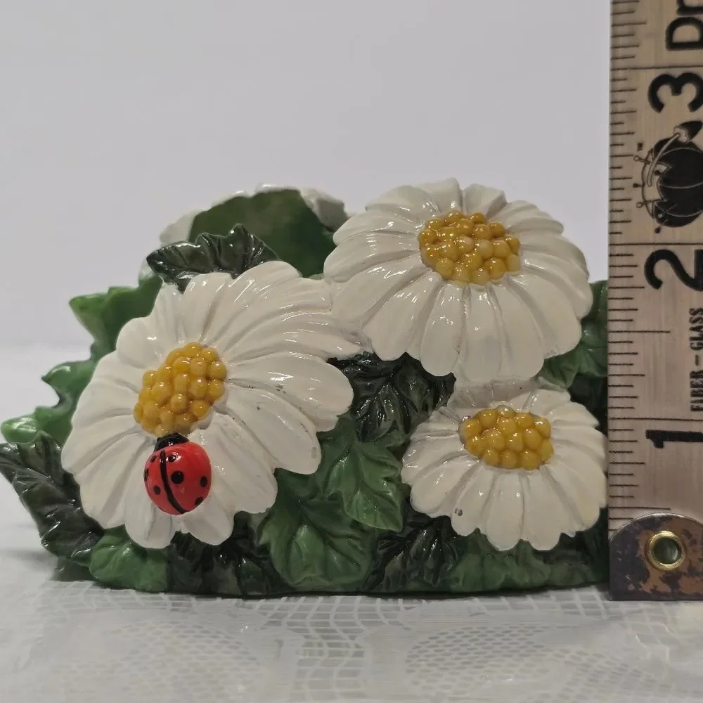 Vintage 2000 Floral Camomile And Ladybug Napkin Or Cards Holder Cottage Decor